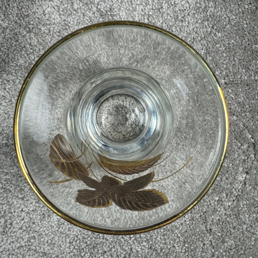 Libbey Highball Glasses Gold Leaf Mid Century‎ Modern Set of 2
